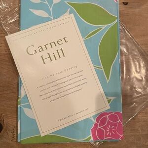 NIP Garnet Hill cotton percale pillowcases Blue green floral hibiscus colorful